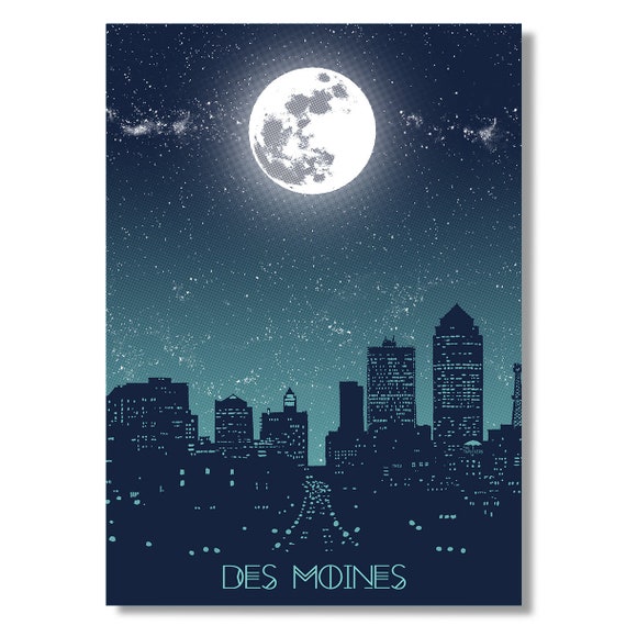 Des Moines Moon Greeting Card