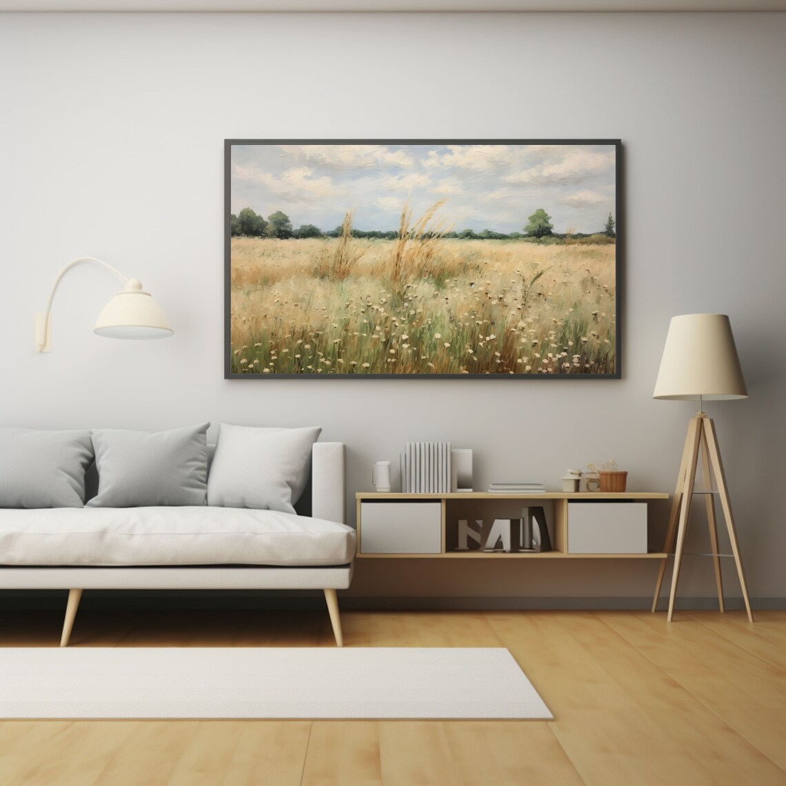 Golden Meadow with Wildflowers Vintage Summer Landscape Poster - Image 2