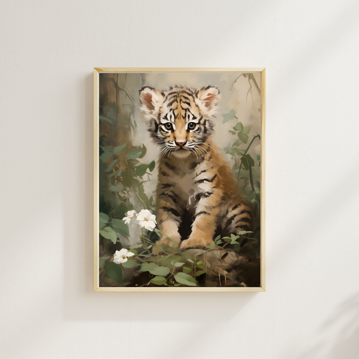 Tiger Cub Jungle Flowers Safari Nursery Baby Animal Art Poster - Image 3