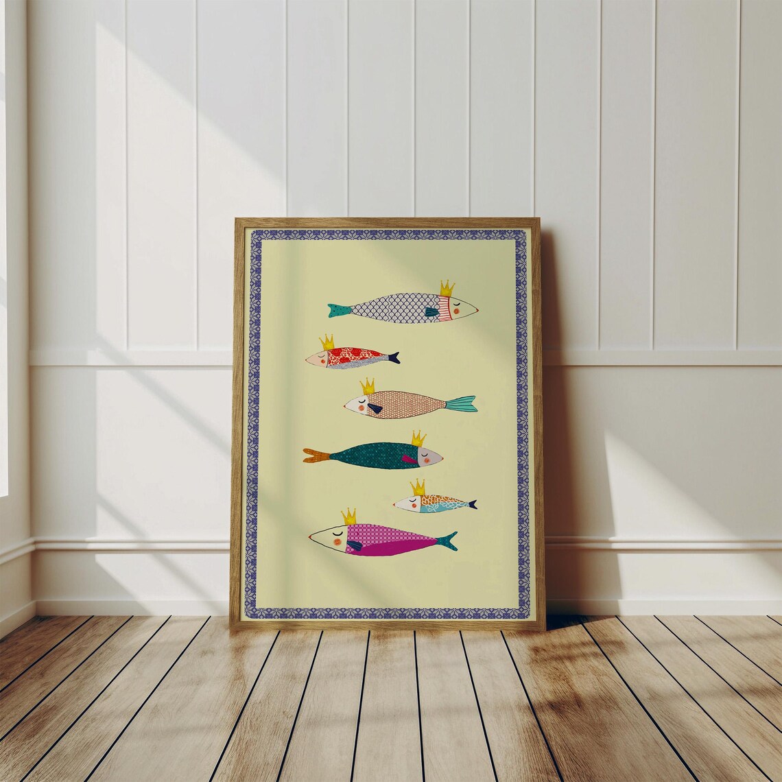 Crowned Fish Art Print, Nursery Wall Art Decor
