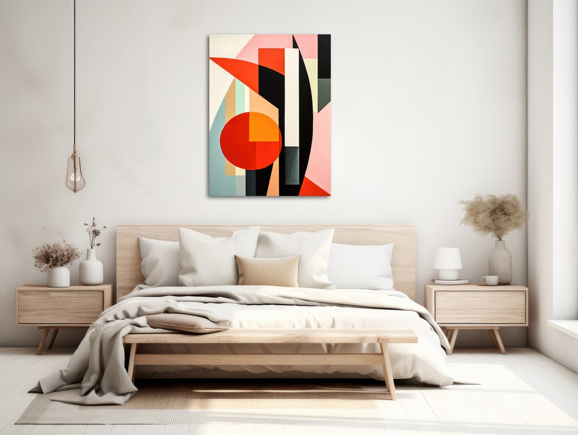 Abstract Tropical Stems Geometric Art In Orange And Teal Poster - Image 2