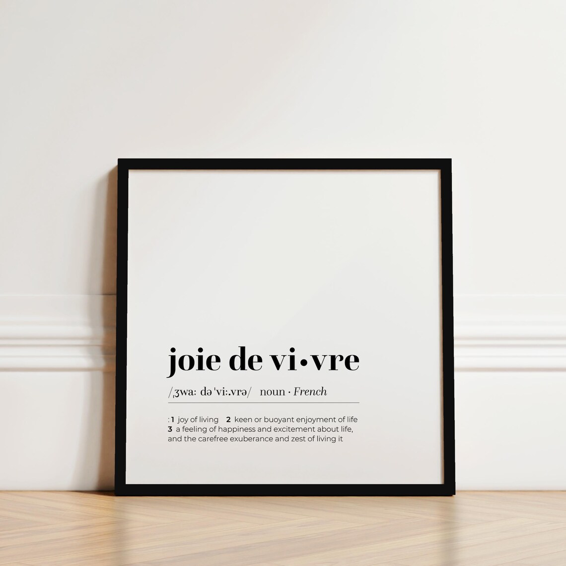 Joie De Vivre Definition Black White French Phrase Art Poster