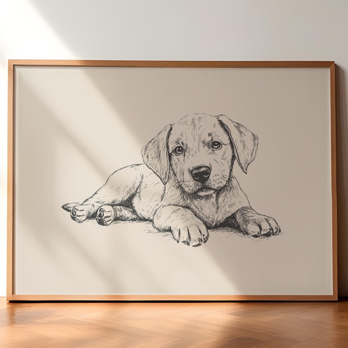 Labrador Retriever Puppy Print Dog Vintage Print Dog Wall Art Antique Vintage Painting Country Wall Art Dog Drawing Farmhouse Print