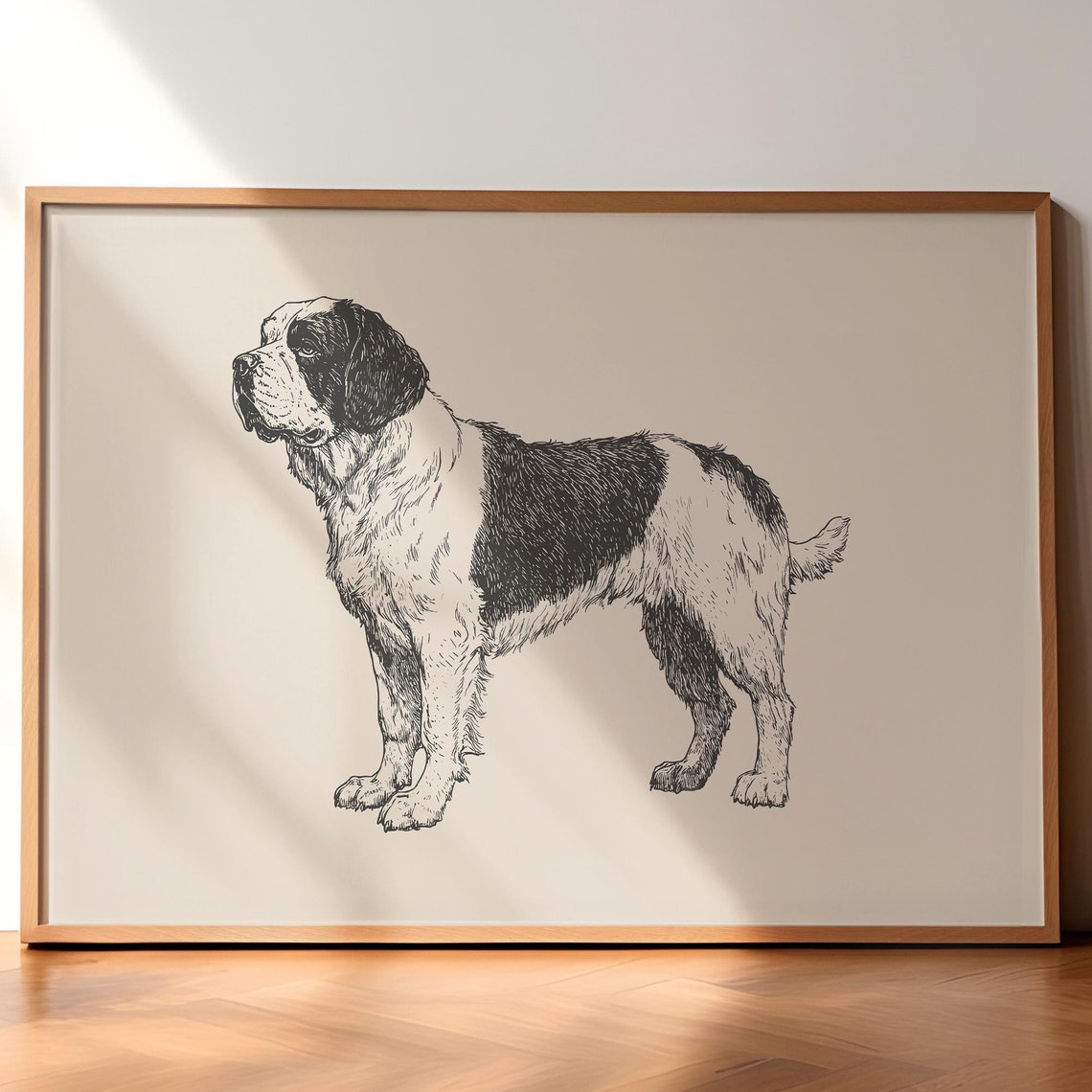 Saint Bernard Vintage Print Dog Wall Art Antique Vintage Painting Farmhouse Wall Decor Country Wall Art Dog Drawing Saint Bernard Art
