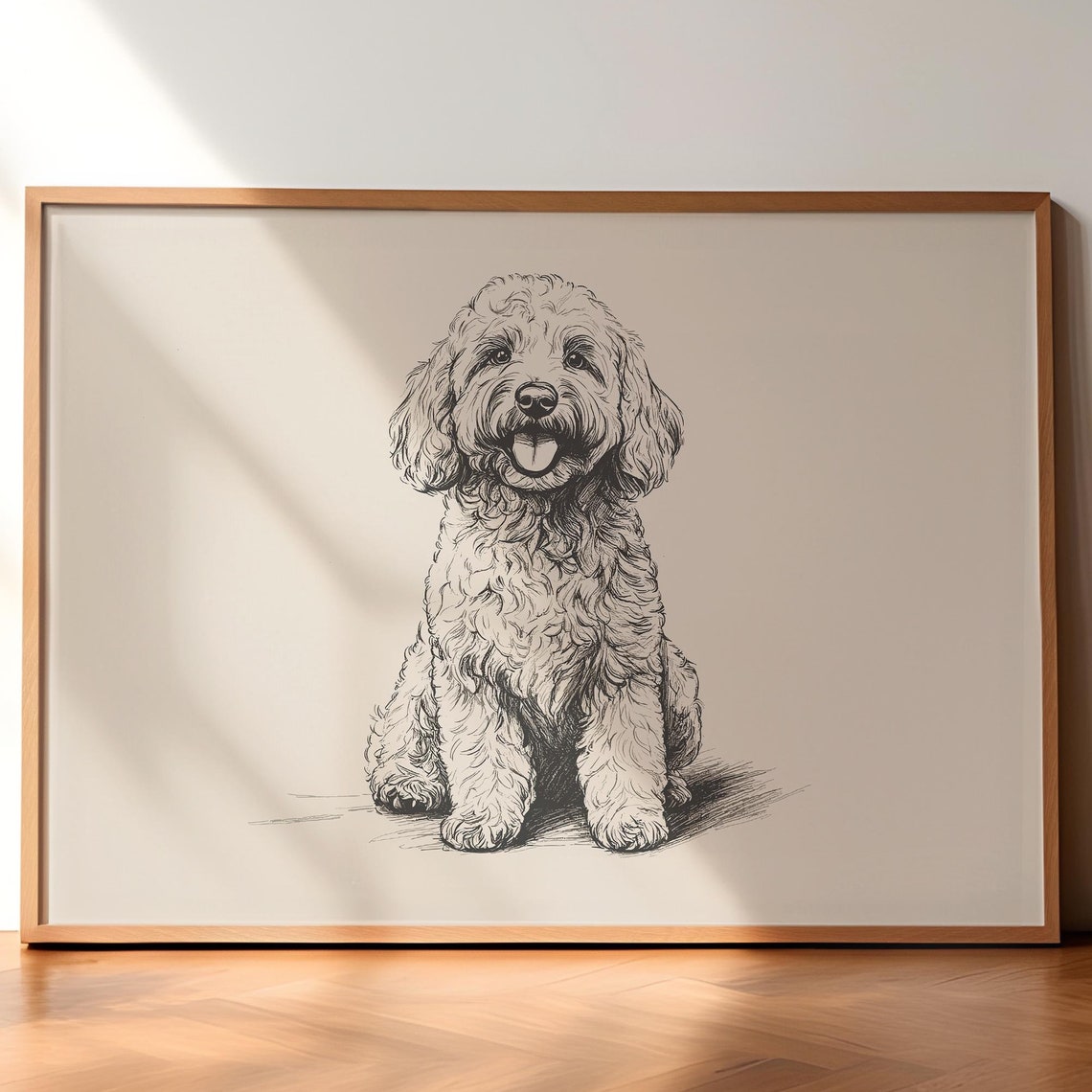 Goldendoodle Vintage Poster Dog Vintage Art Dog Wall Decor Antique Vintage Painting Country Wall Art Dog Drawing Goldendoodle Art
