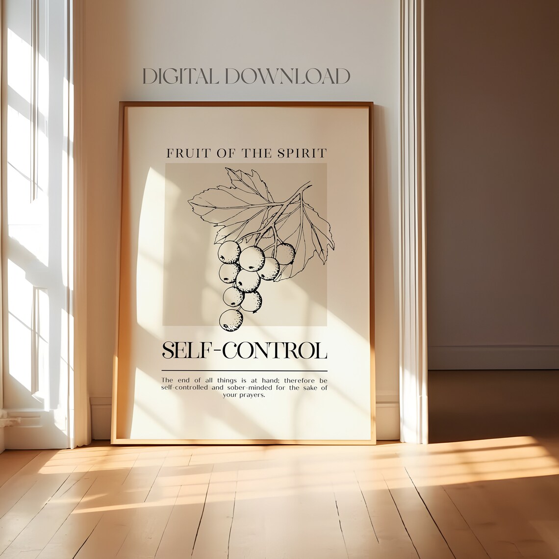 Fruit of the Spirit Self-Control Grapes Botanical Vine Scripture Poster - Image 4