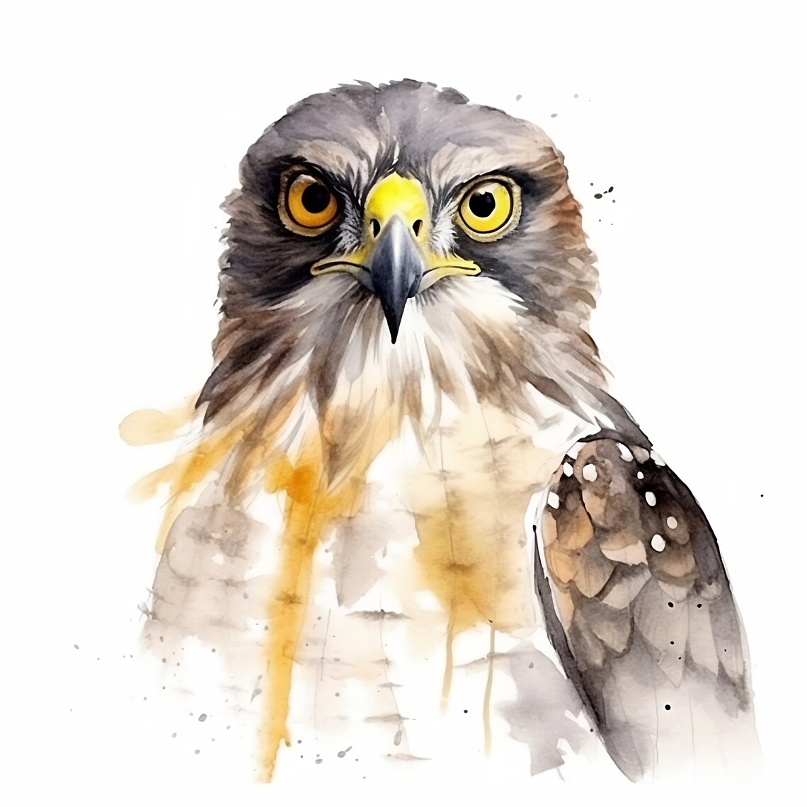 Intense British Sparrowhawk Stare Watercolour Bird of Prey Poster