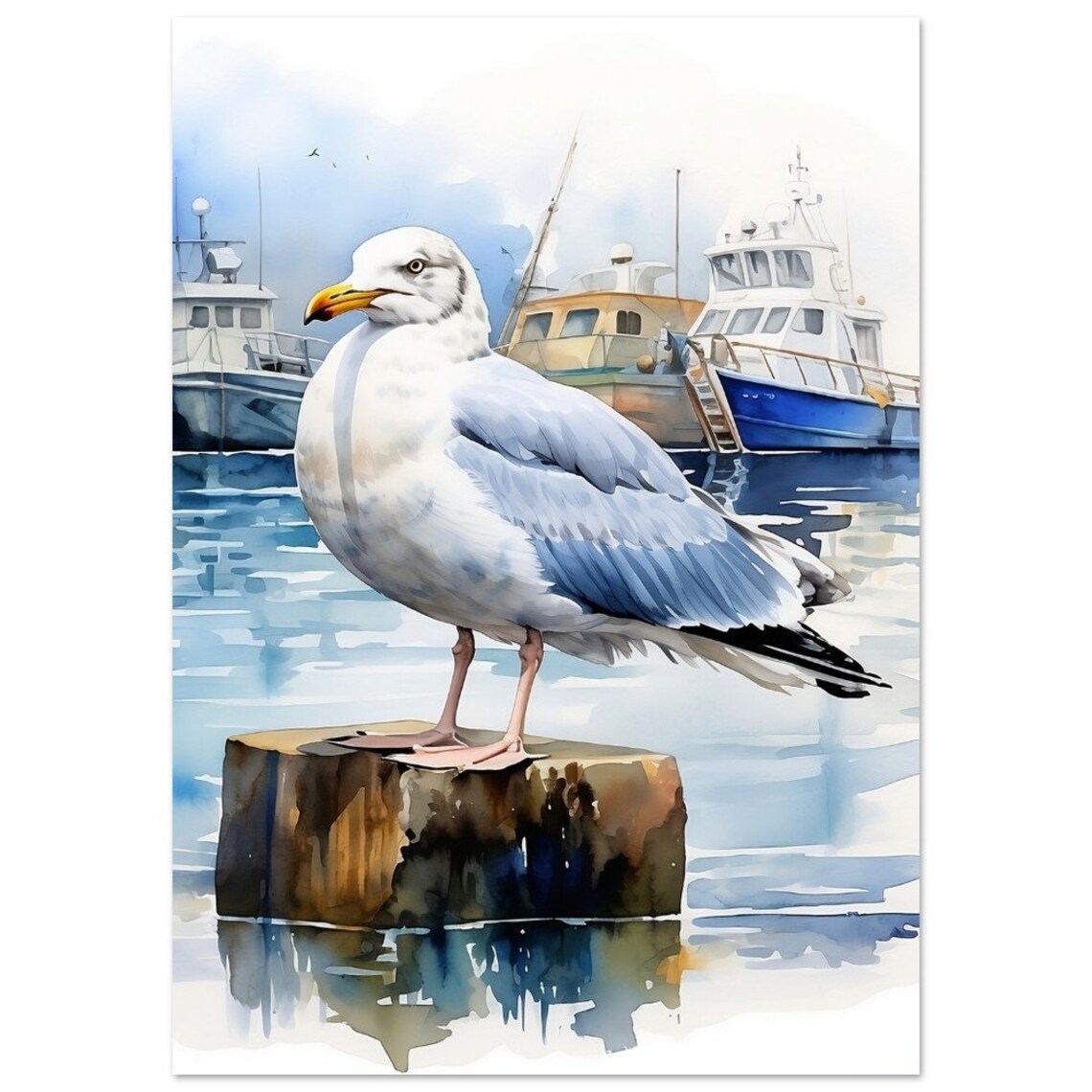 Seagull Watercolor Print, Modern Bird Art - Image 2