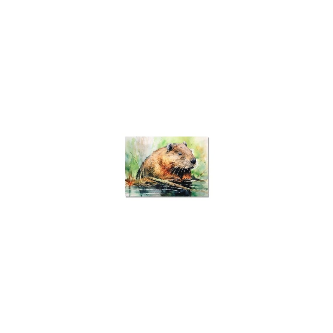 Beaver Watercolour Painting Print Poster - Image 4