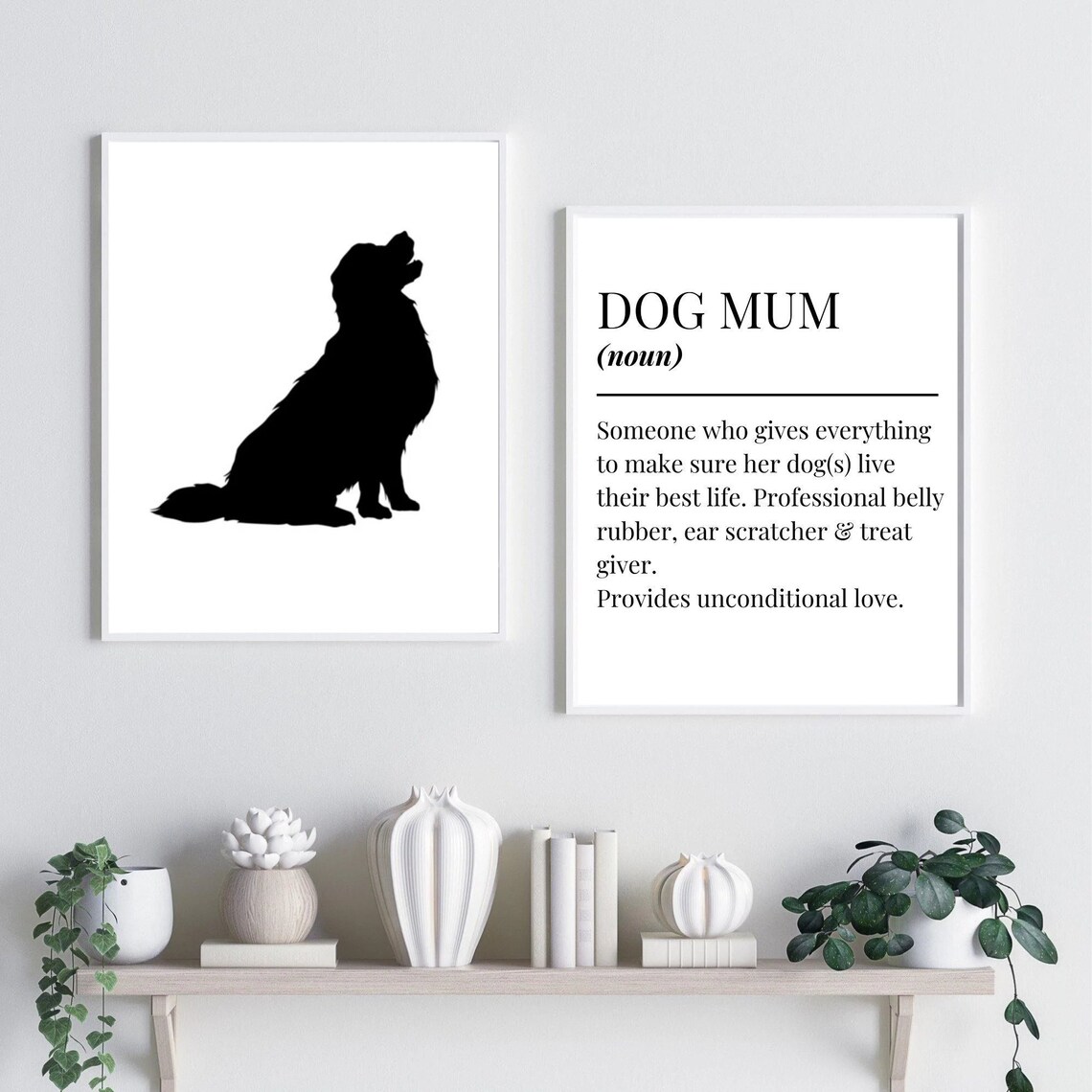 Dog Silhouette Typography Art Print, Funny Dog Mum