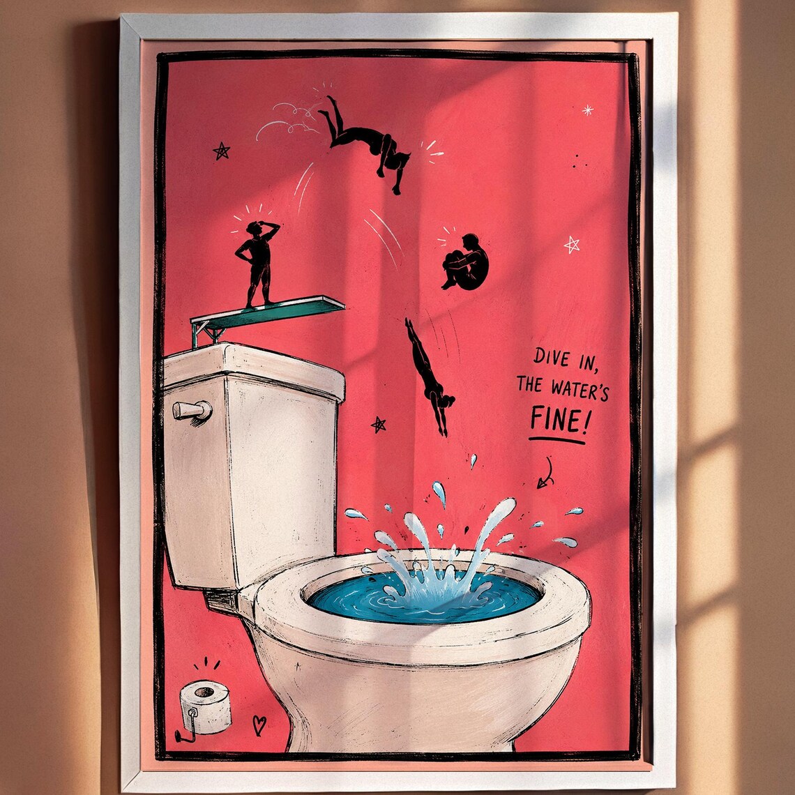 Poolside Thoughts, Quirky Bathroom Art Print