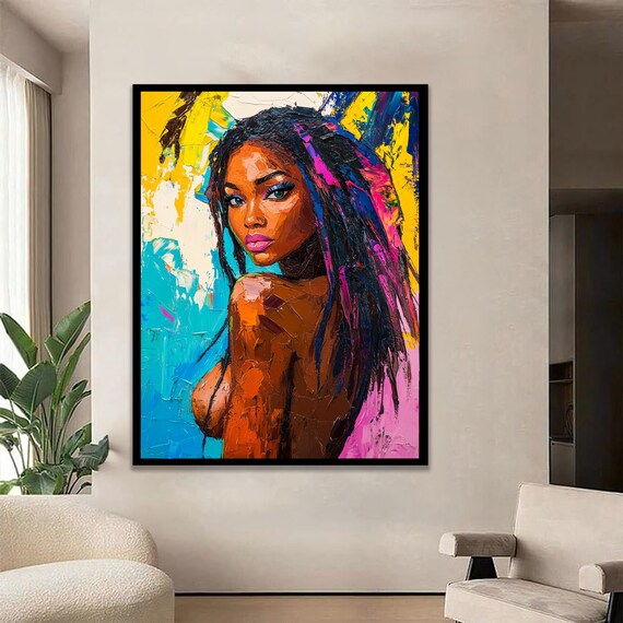 Colorful Woman Portrait Pop Art Style Bold Expressionist Poster