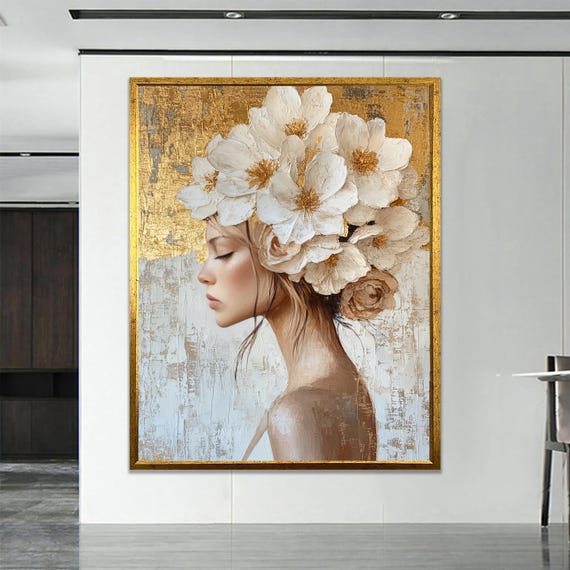 Crown Woman Portrait Elegant Feminine Wall Art Print