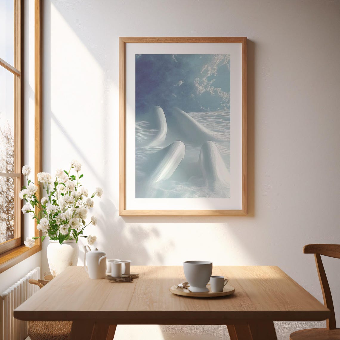 Framed Abstract Art Print Grey Surreal Landscape Modern Home Decor