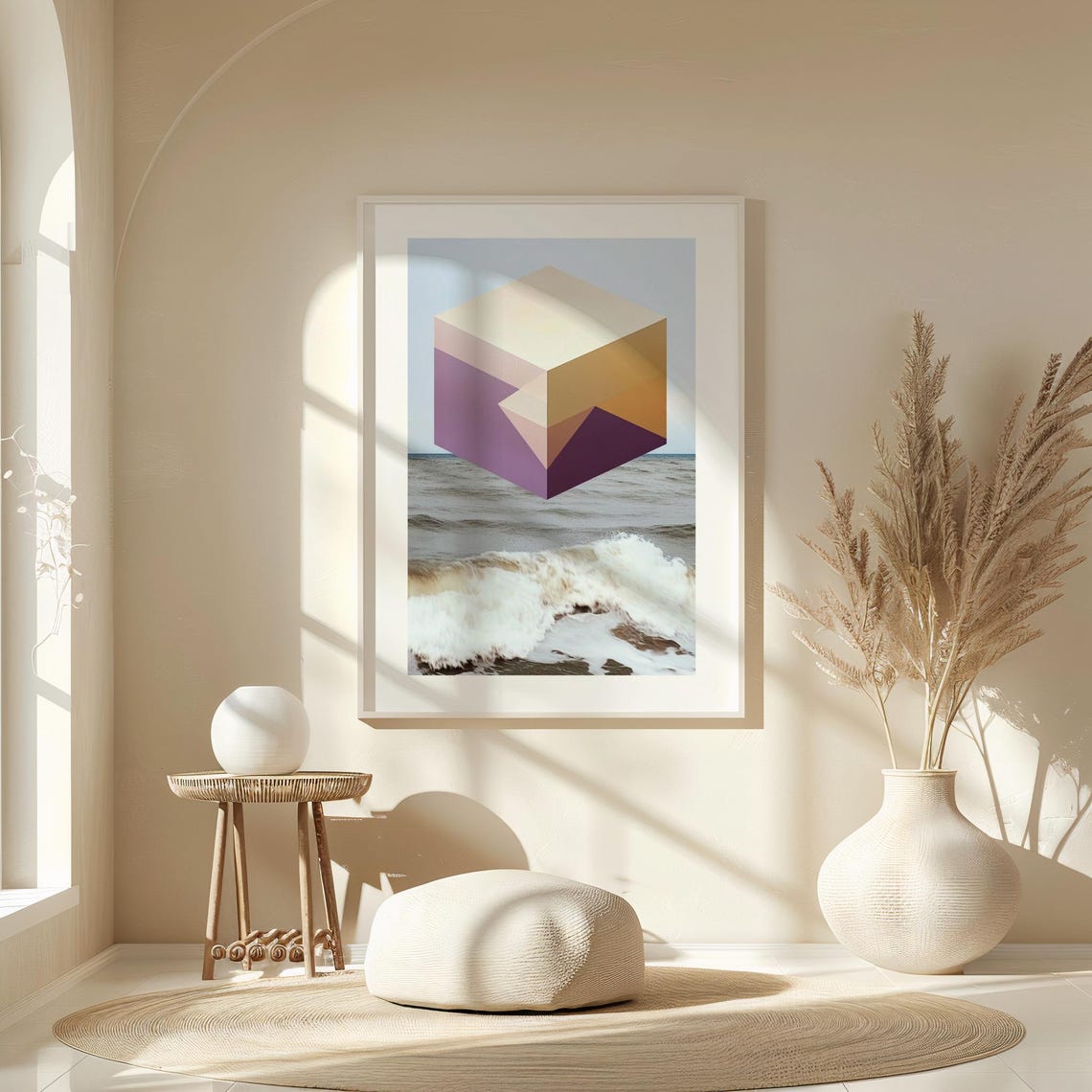 Framed Abstract Landscape Art Print Retro Modern Gallery Wall Decor