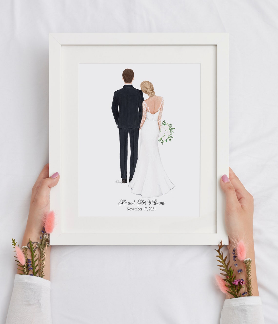 Bride And Groom Personalized Card Wedding Card Wedding Card Custom Couple Illustration Personalised Print - Image 2