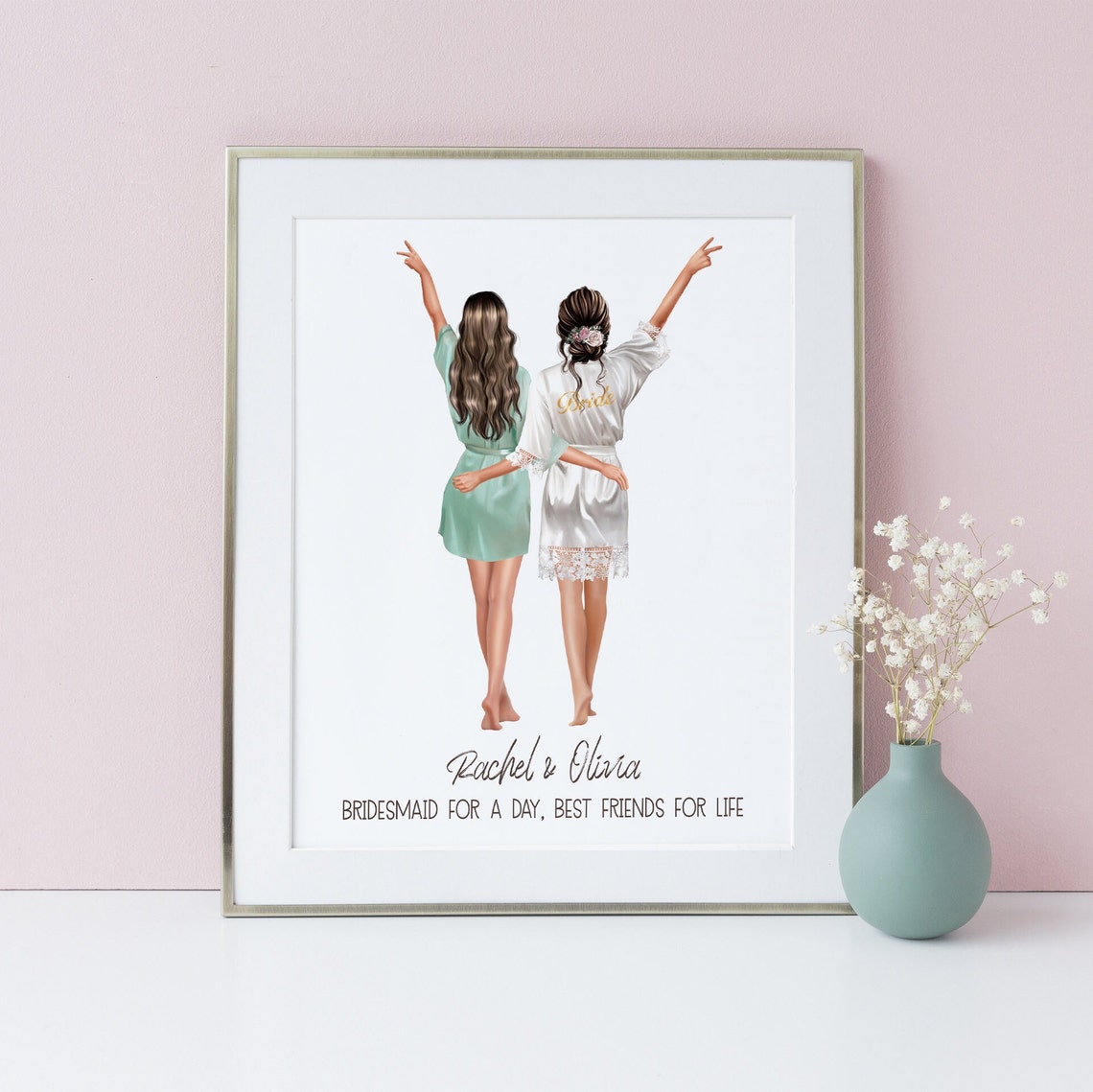 Personalized Bride And Bridesmaid Print Rachel Olivia Wedding Gift - Image 2