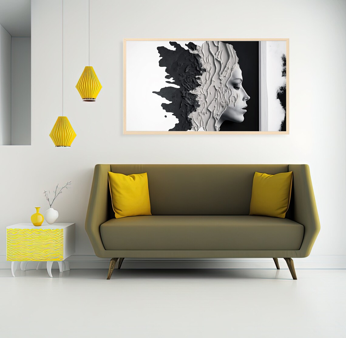 Abstract Woman Monochrome Oil Painting Art Print - Image 2