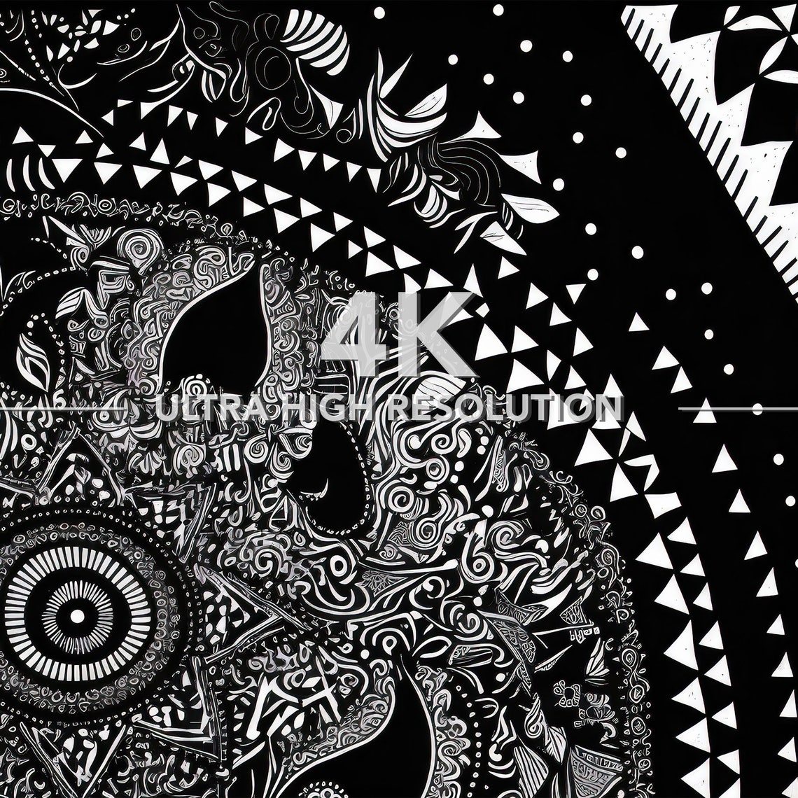 Intricate Black White Mandala Zentangle Ornate Pattern Wall Art Poster - Image 2