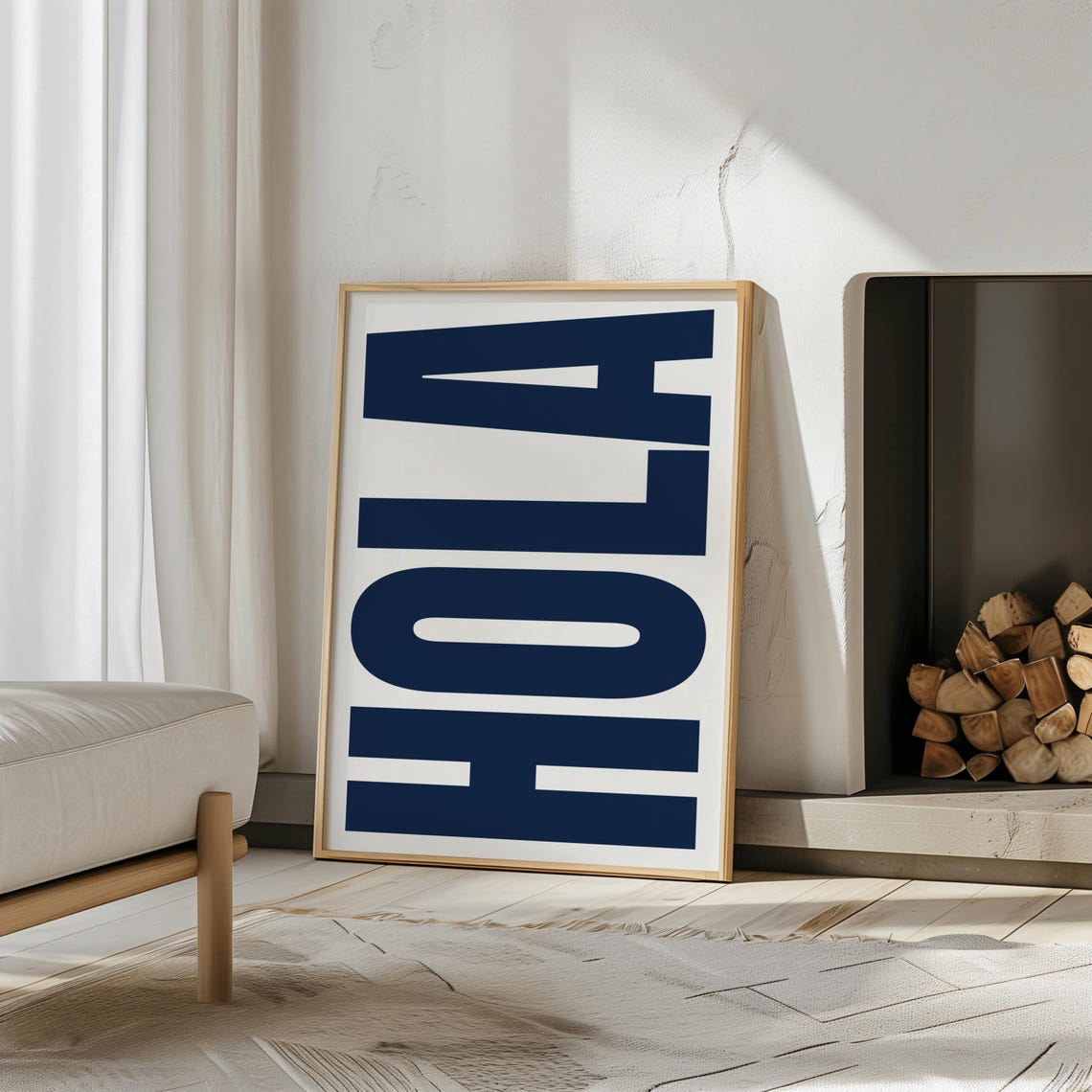 Hola Navy Blue Typography Spanish Welcome Hallway Decor Poster - Image 3