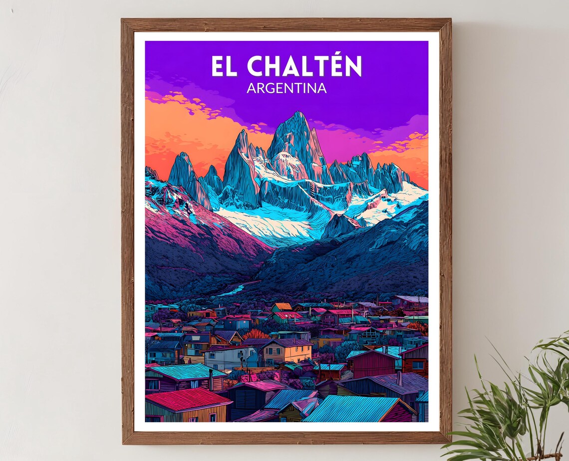 El Chaltén Argentina Vibrant Travel Poster