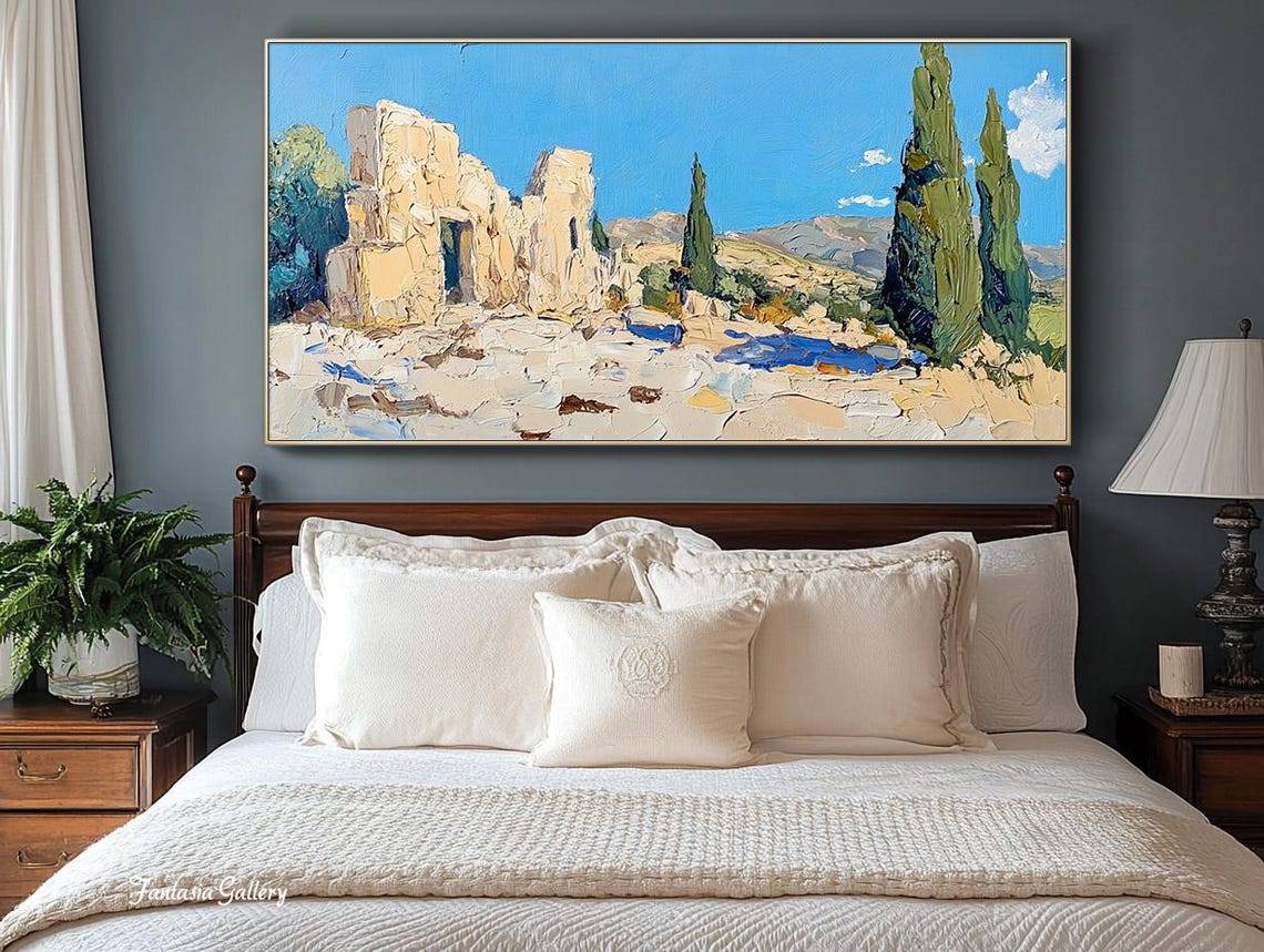 Ancient Stone Ruins With Cypress Trees Mediterranean Travel Poster - Image 2