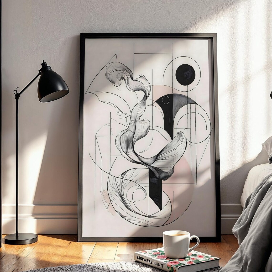 Minimalist Abstract Line Art Geometric Flowing Modern Print