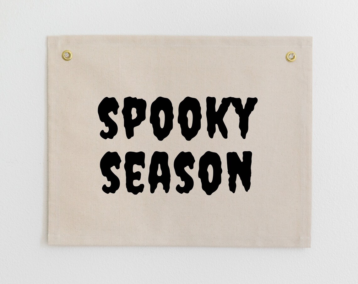 Spooky Season Drippy Letters Halloween Canvas Flag Seasonal Wall Art