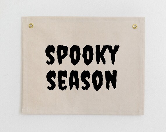 Spooky Season Drippy Letters Halloween Canvas Flag Seasonal Wall Art