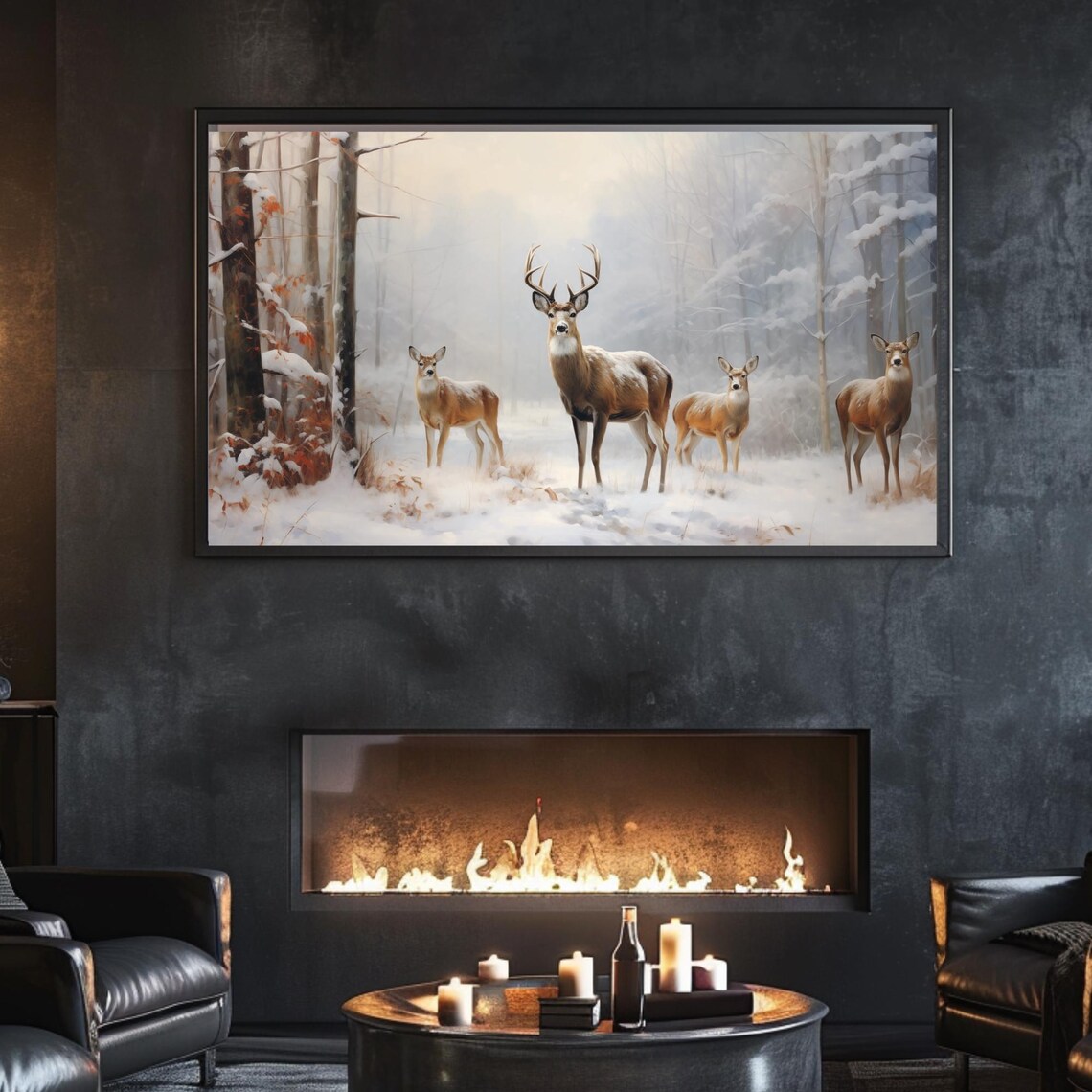 Winter Wildlife Christmas Art Print, Holiday Decor - Image 2
