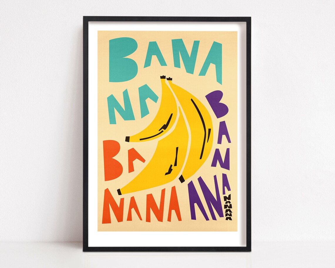 Banana Kitchen Print, Mid-Century Poster