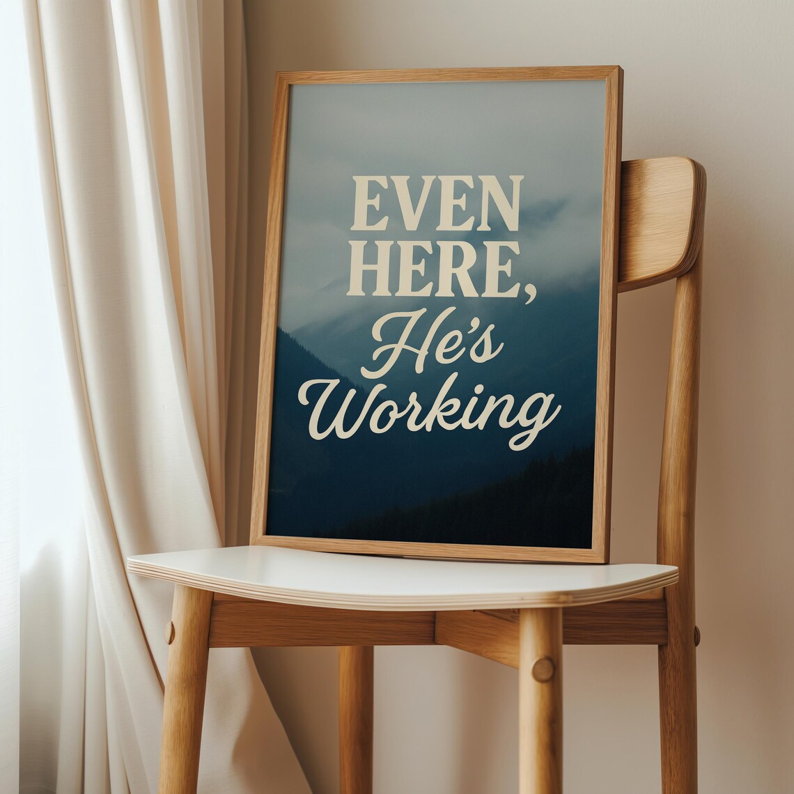 Christian Wall Art Hes Working Misty Mountain Bible Verse