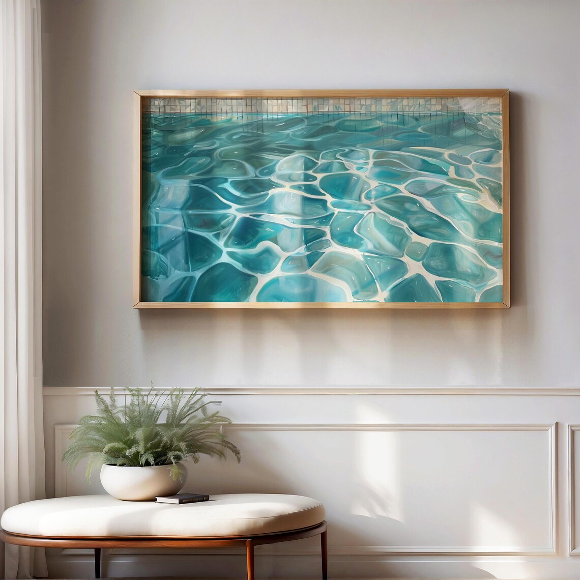 Turquoise Pool Water Surface Ripples Abstract Calm Blue Waves Art Poster