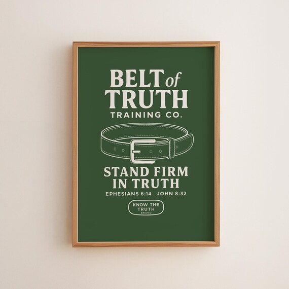 Belt Of Truth Bible Verse Print Ephesians 614 Scripture Wall Art Christian Decor Green Armor God