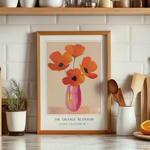 Orange Blossom Print Flower Market Botanical Wall Art