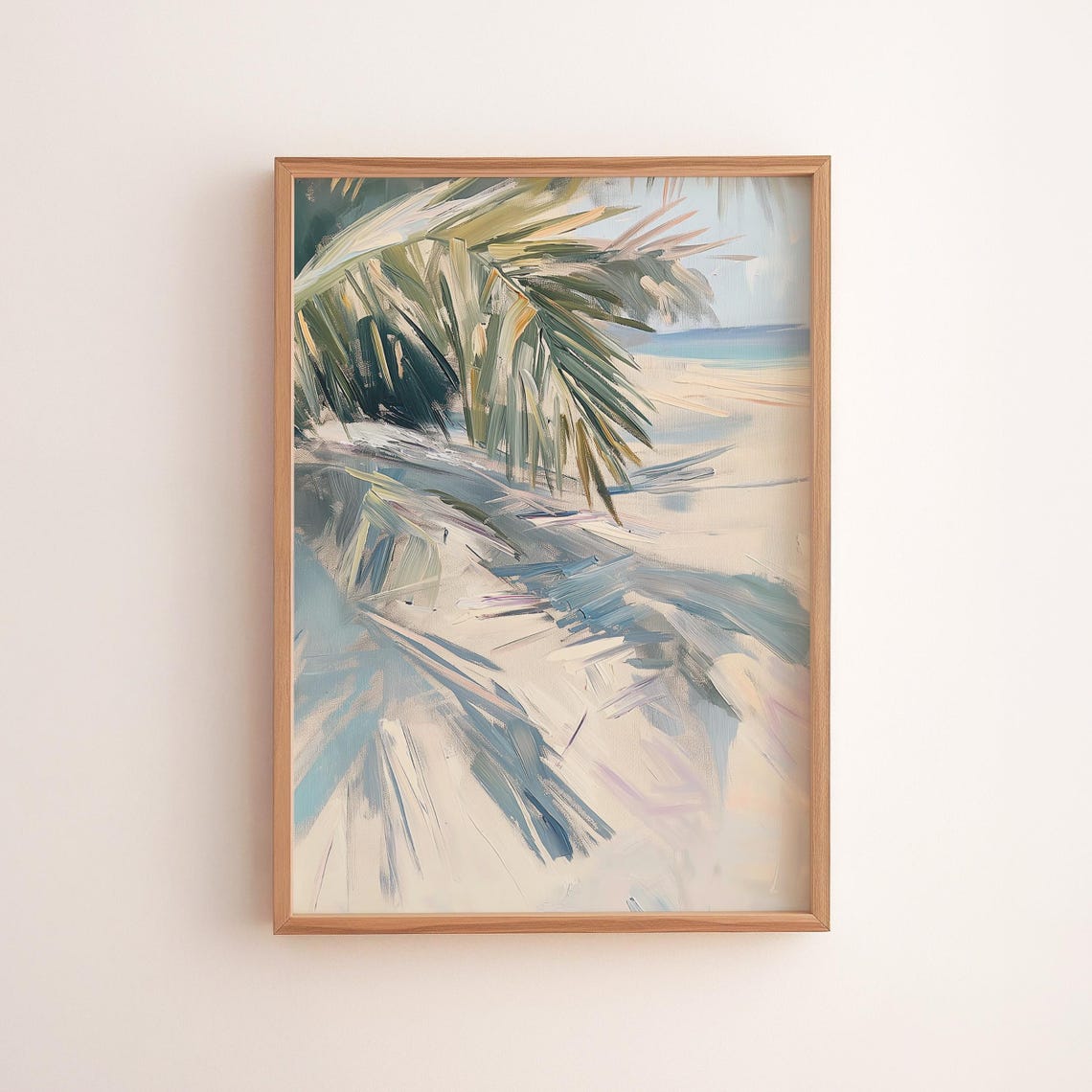 Tropical Palm Fronds Beach Shadows Coastal Summer Breeze Art Poster
