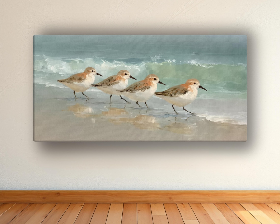 Sandpiper Beach Vintage Coastal Bird Art Print