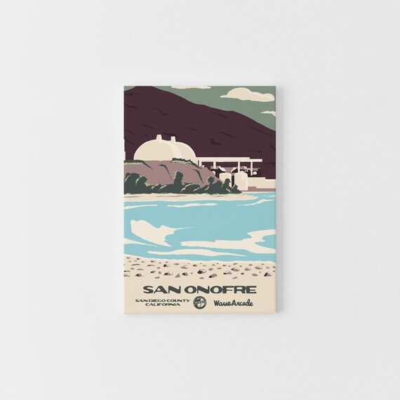 San Onofre San Diego County Ca Print National Parks Vintage Style Surf Art Framedunframed Coastal Print