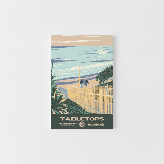 Tabletops Solana Beach Ca Print National Parks Vintage Style Surf Art Framedunframed Coastal Print