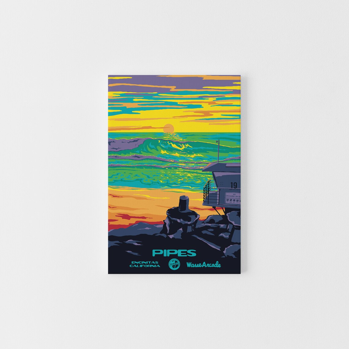 Pipes Encinitas Ca Print National Parks Vintage Style Surf Art Framedunframed Coastal Print