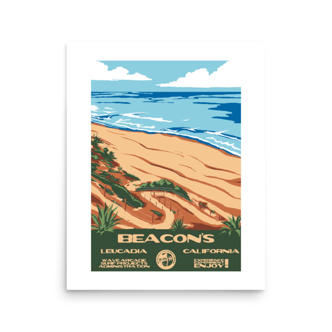 Copy Beacons Leucadia Ca Surf Poster National Parks Style - Image 2