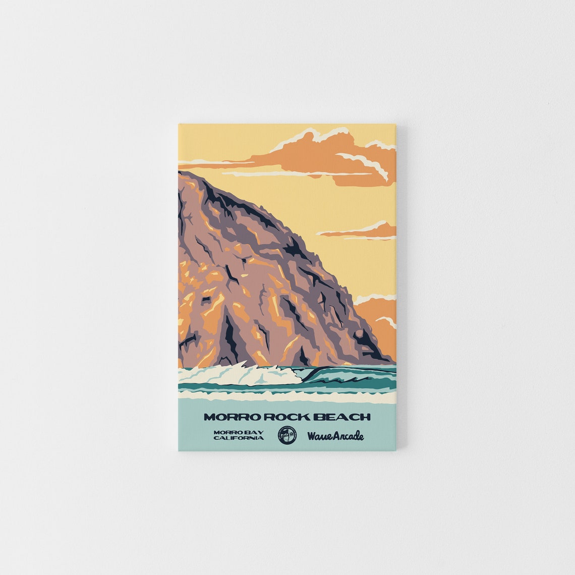 Morro Rock Beach Sunset Sea Stack Golden Travel Poster California