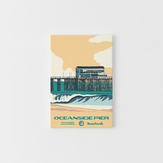 Oceanside Pier, Vintage Style Surf Art