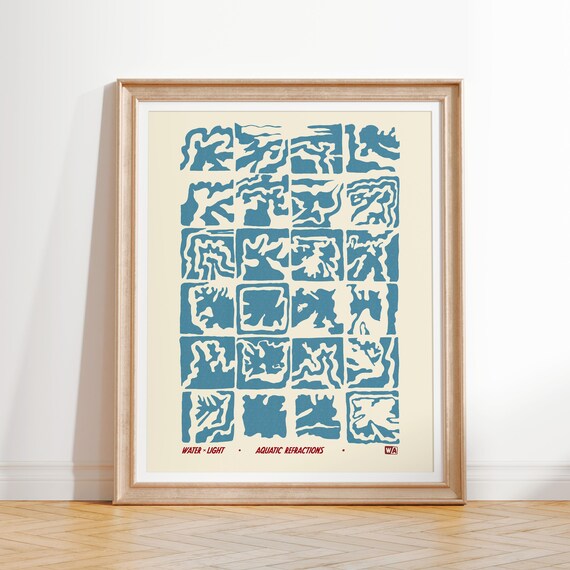 Abstract Boho Surf Print Water X Light Aquatic Refractions Ocean Art Print