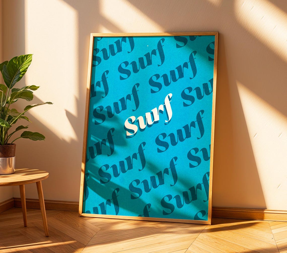 Retro Surf Art Poster Vintage Beach Wall Decor Coastal Summer Retro Ocean Wall Print Artwork - Image 2