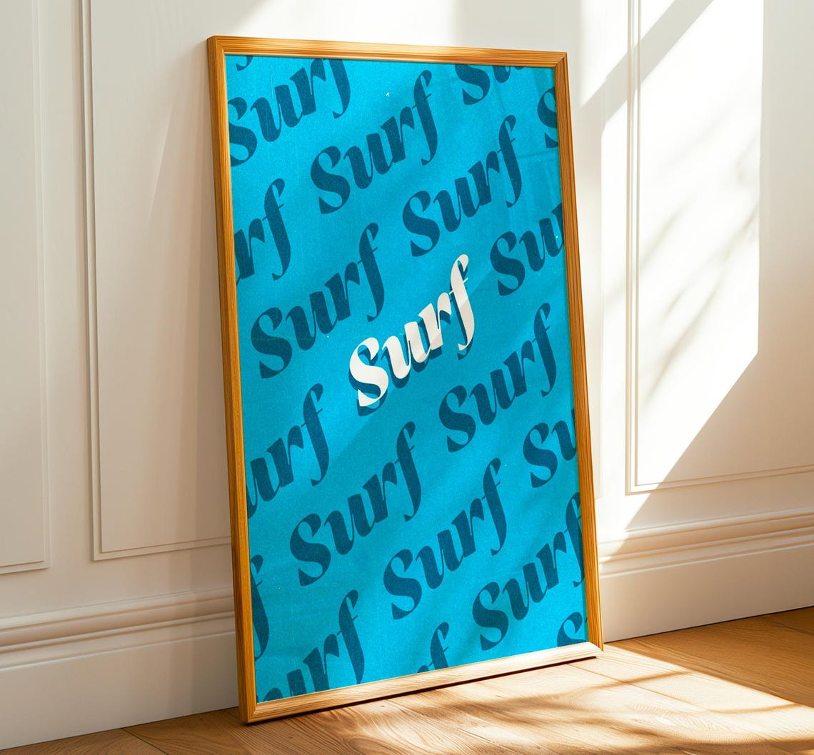 Retro Surf Art Poster Vintage Beach Wall Decor Coastal Summer Retro Ocean Wall Print Artwork