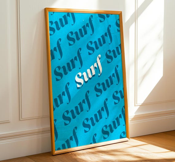 Retro Surf Art Poster Vintage Beach Wall Decor Coastal Summer Retro Ocean Wall Print Artwork
