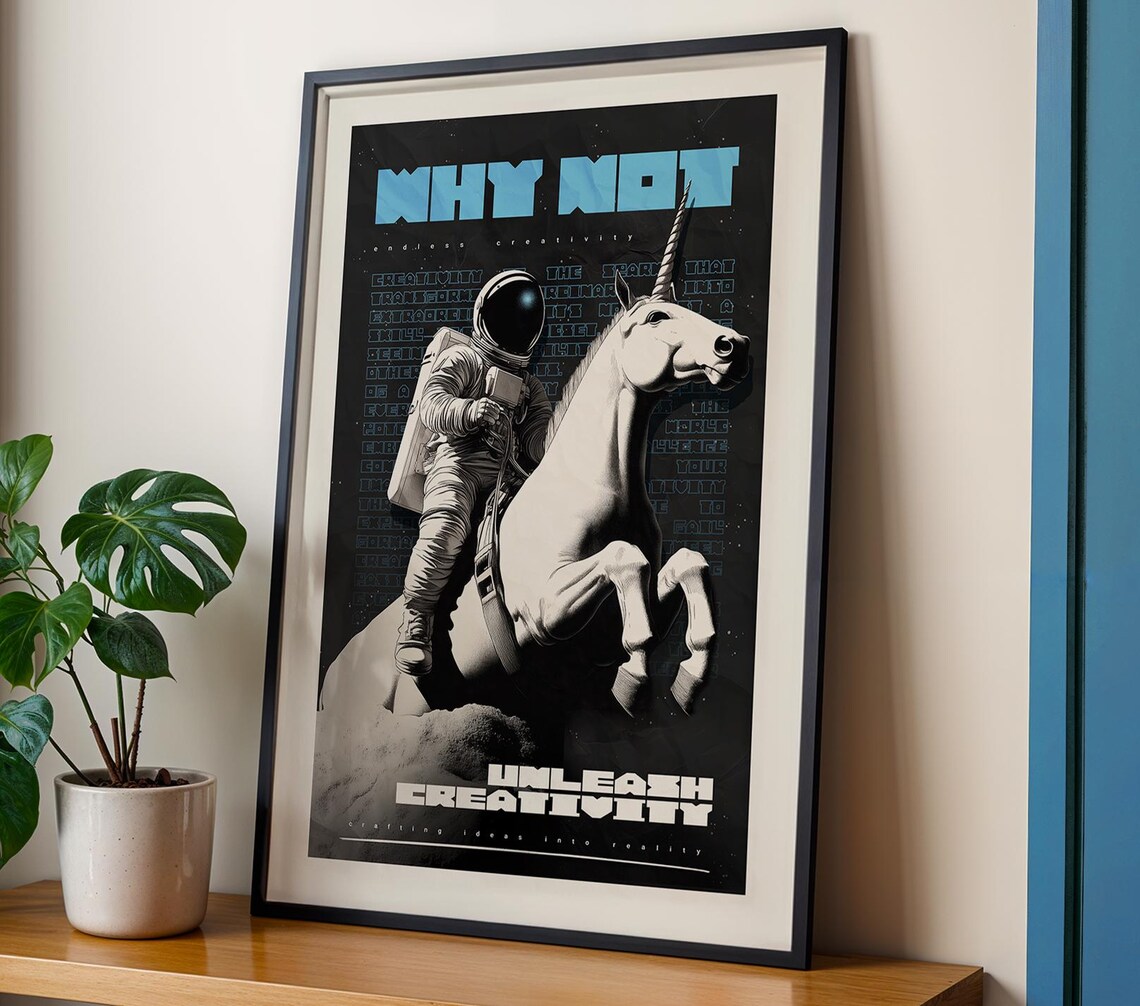 Astronaut Riding A Unicorn Inspirational Poster