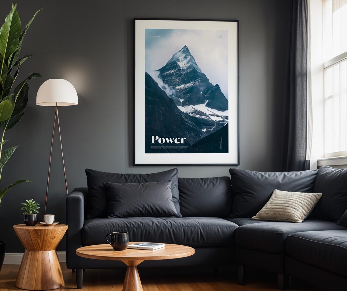 Majestic Mountain Wall Art Nature Poster High Resolution Landscape Print Dark Moody Home Decor Power Inspiration - Image 4