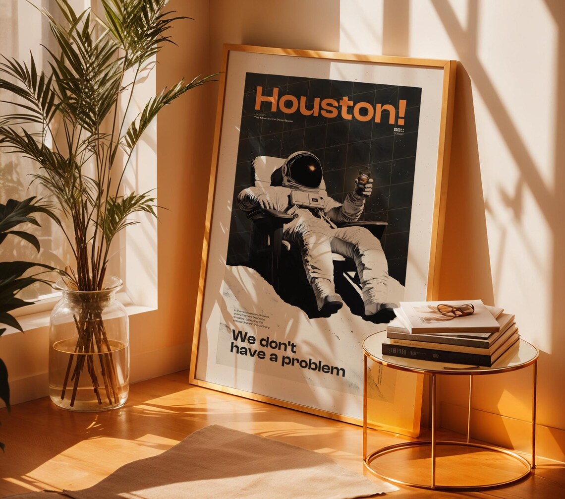 Houston Astronaut Poster, Retro Sci-Fi Art Print - Image 2